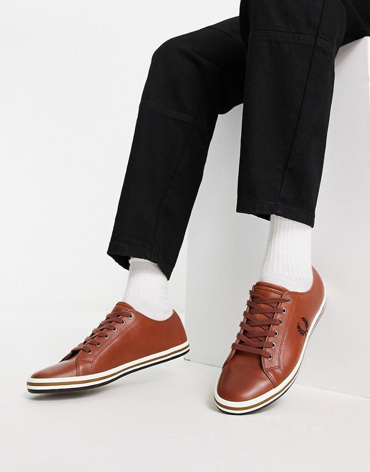 Fred Perry Kingston Leather Sneakers In Tan-brown