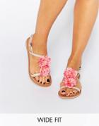 New Look Wide Fit Flower Sandals - Cream