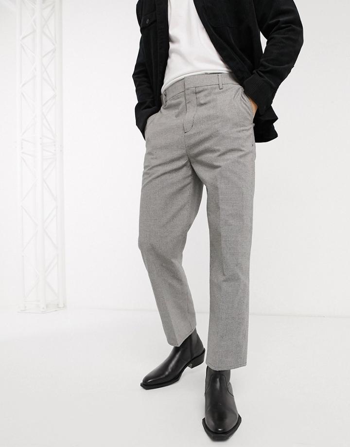 Weekday Tucker Checked Pants In Gray-black