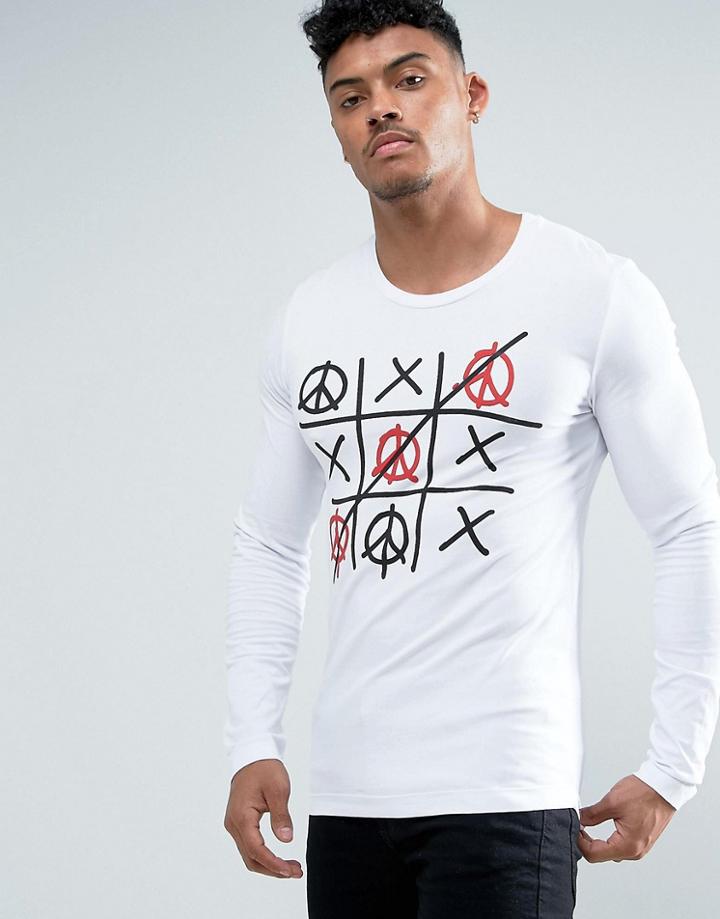 Love Moschino Long Sleeve T-shirt In White With Print - White