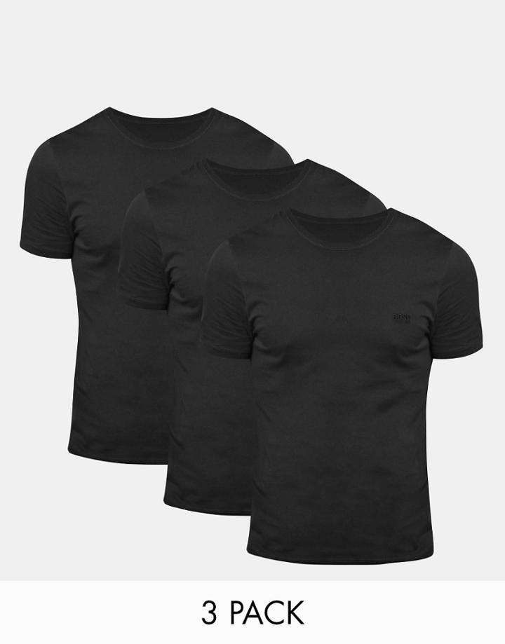 Hugo Boss Crew Neck T-shirt 3 Pack Black In Regular Fit - Black