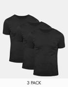 Hugo Boss Crew Neck T-shirt 3 Pack Black In Regular Fit - Black