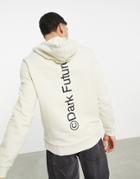 Asos Dark Future Hoodie With Back Logo Spine Print In Bone White