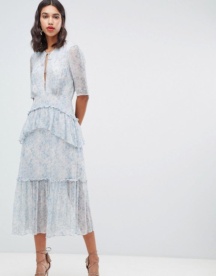 Stevie May Iris Tier Midi Floral Dress - Blue
