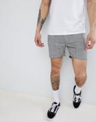 Asos Design Skinny Shorter Shorts In Monochrome Check - Black
