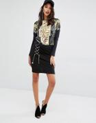 Versace Jeans Lace Up Chain Skirt - Black