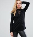 Asos Tall Top With Choker Detail And Lace Panel