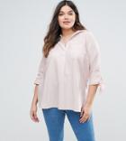 New Look Curve Tie Sleeve Shirt - Pink