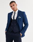 Harry Brown Skinny Fit Stretch Plain Suit Jacket-blue