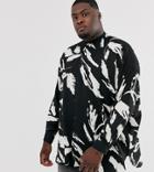 Asos Design Plus Oversized Fit Shirt In Abstract Floral-black