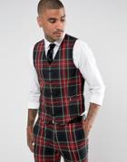 Devils Advocate Super Skinny Plaid Vest - Black