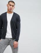 Asos Cotton Cardigan In Charcoal - Gray