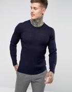 Gianni Feraud Premium Cable Crew Neck Sweater - Navy