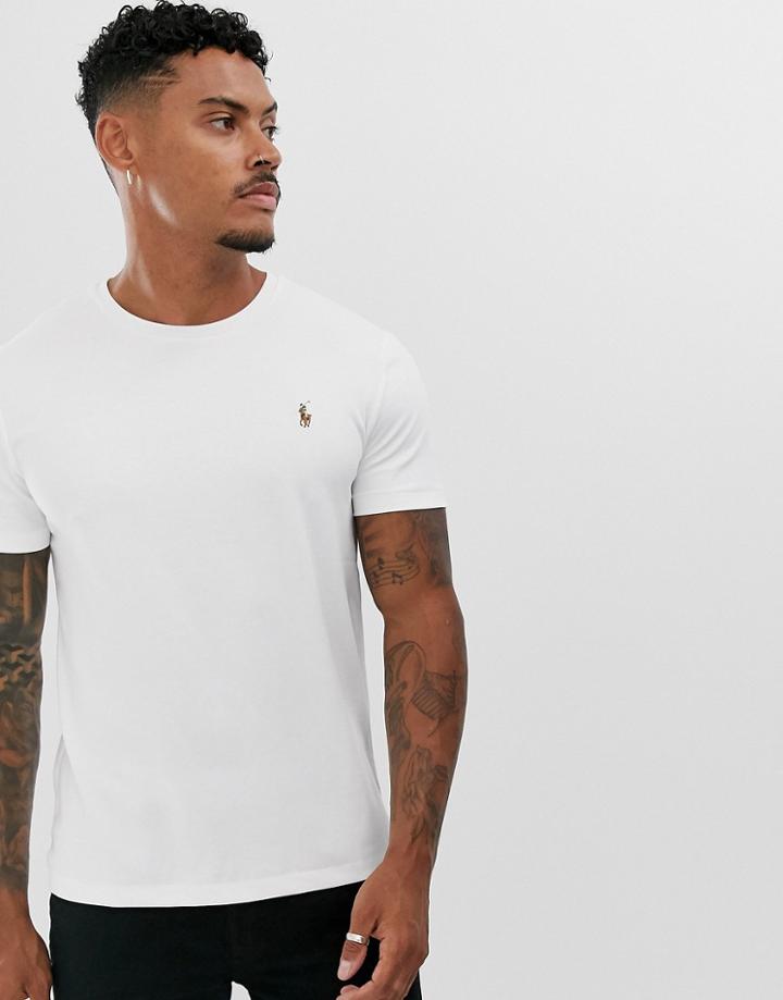 Polo Ralph Lauren Multi Player Logo Pima Jersey T-shirt In White