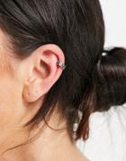 Asos Design Ear Cuff With Star And Moon Detail In Burnished Silver Tone