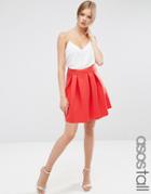 Asos Tall Mini Prom Skirt In Scuba - Red
