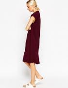 Asos White Sleeveless Midi Dress With Tuck Detail - Plum