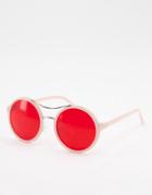 Aj Morgan Rose Tinted Round Lens Sunglasses-pink