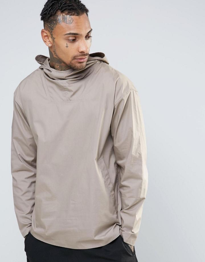 Asos Hooded Shirt In Beige - Beige