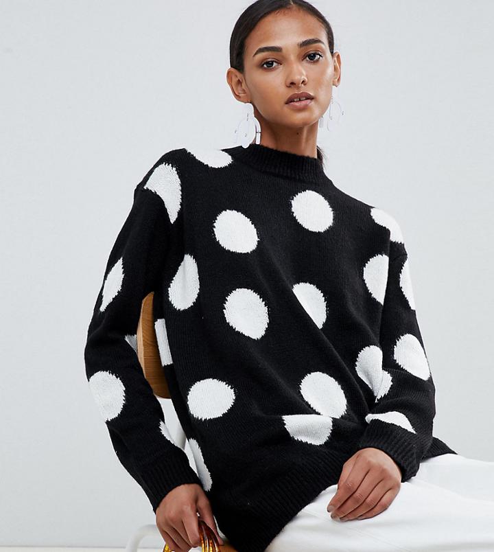 Asos Design Tall Sweater In Spot - Multi