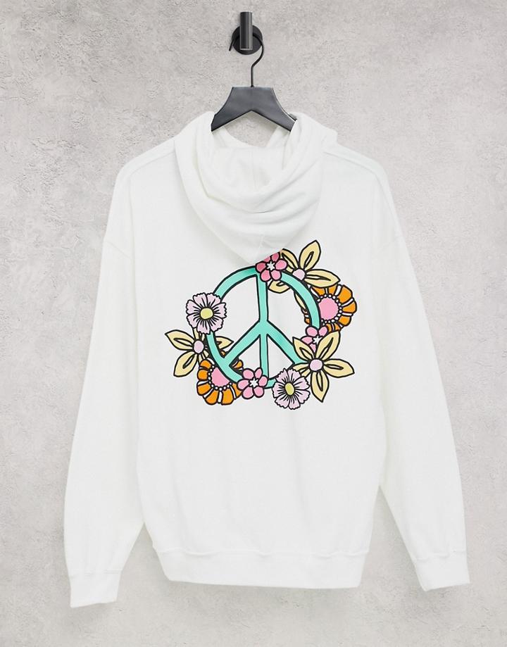 New Love Club Floral Peace Hoodie In White
