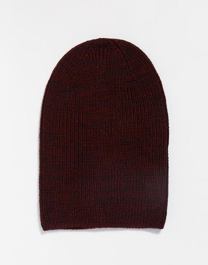 Asos Slouchy Beanie Hat In Burgundy - Red