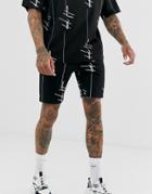 Asos Design Two-piece Skinny Shorts With Dark Future Logo Print - Black