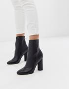 Asos Design Egypt Leather Heeled Boots In Black