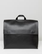 Pieces Minimal Black Backpack With Black Fastening Detail - Black