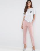 Asos The Slim Tailored Cigarette Pants With Belt - Pink