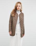 Cooper & Stollbrand Quilted Bomber Jacket In Khaki - Green