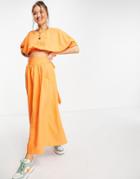 & Other Stories Ecovero Skater Midi Skirt In Orange - Part Of A Set