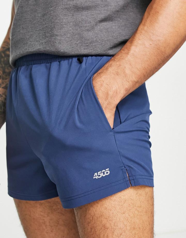 Asos 4505 Icon Training Shorts In Short Length In Navy