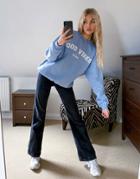 In The Style X Gemma Collins Slogan Sweatshirt In Light Blue-purple