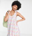 Urban Threads Tall Bunny Tie Mini Dress In Multi Check