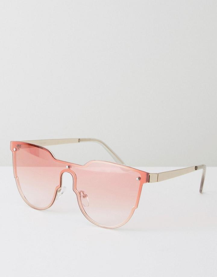 Asos Aviator Sunglasses In Silver With Red Layered Lens - Red
