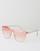 Asos Aviator Sunglasses In Silver With Red Layered Lens - Red