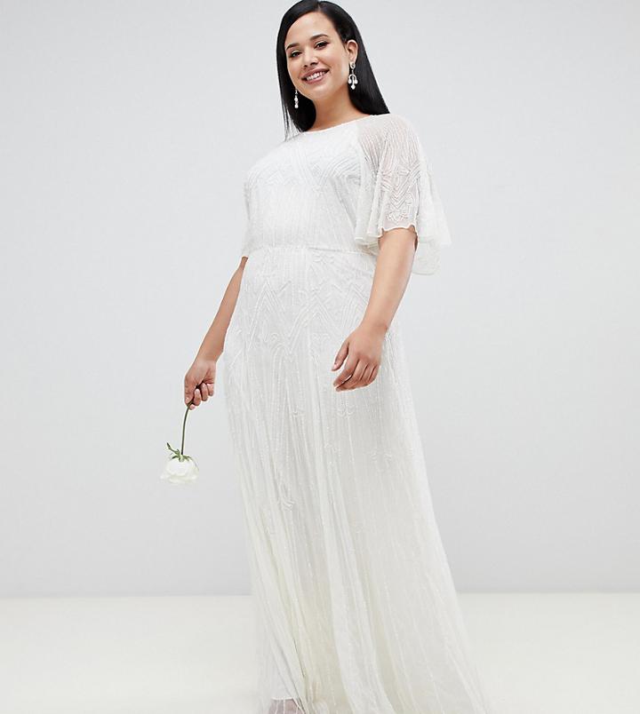Asos Edition Curve Deco Embellished Wedding Dress - White