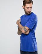 Asos Oversized Longline T-shirt With Side Zips In Blue - Blue