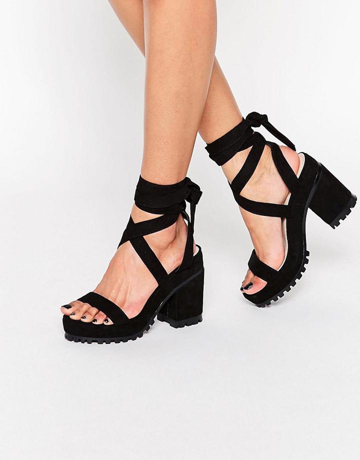 Asos Trixy Lace Up Heeled Sandals - Black