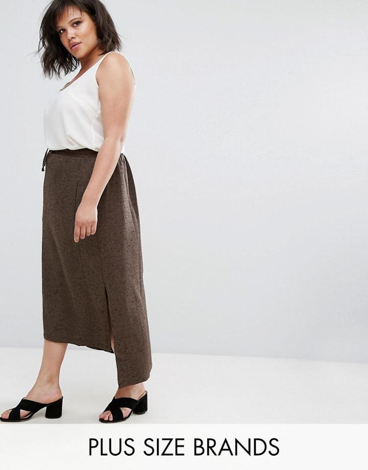 Elvi Brown Tweed Skirt - Brown