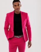 River Island Skinny Suit Jacket In Neon Pink
