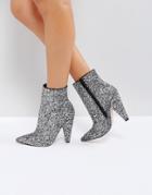 Asos Eileen Heeled Ankle Boots - Silver