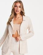 Asos Design Jersey Shimmer Suit Blazer In Gold
