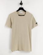 Bershka Loose Fit Waffle T-shirt In Stone-neutral