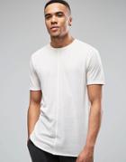 Asos Longline T-shirt In Linen Mix Fabric With Seam Detail - Beige