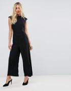 Asos Jumpsuit With High Neck And Wide Leg - Black