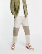 Topman Cut And Sew Relaxed Pants In Ecru-white