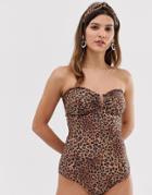 Gestuz Kelly Leopard Print Swimsuit - Brown