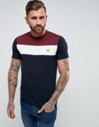 Fred Perry Slim Fit Double Color Block Panel T-shirt Navy - Navy